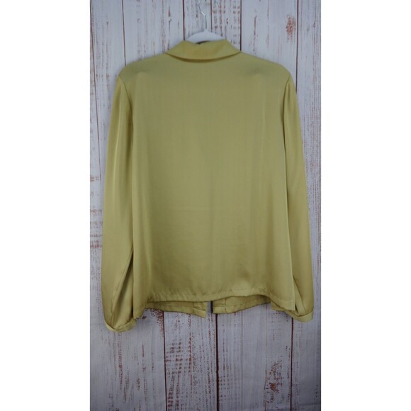 Chaus & Co Button Up Shirt Womens Large Blouse Gold Long Sleeve Silky VTG - Picture 2 of 11